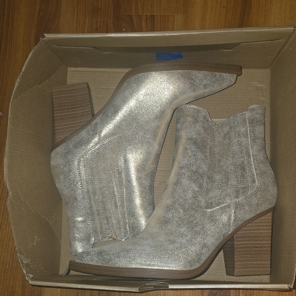 MIA Metallic Silver Ankle Boots